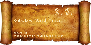Kubatov Valéria névjegykártya