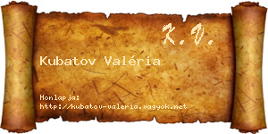Kubatov Valéria névjegykártya